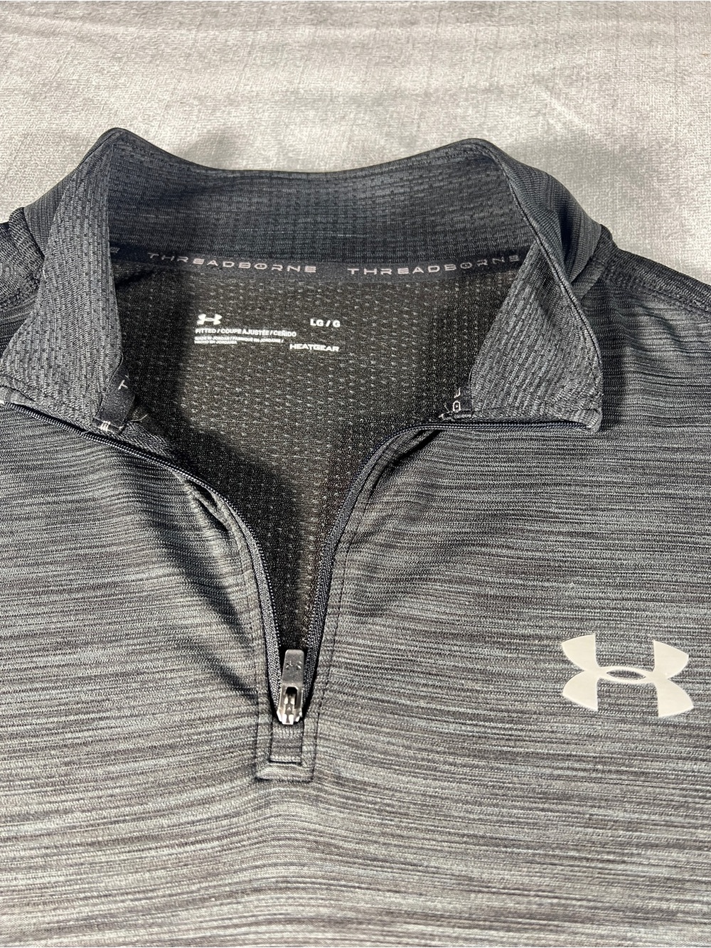Under Armour Threadborne HeatGear Gray Quarter Zip Men’s Large - Picture 2 of 6